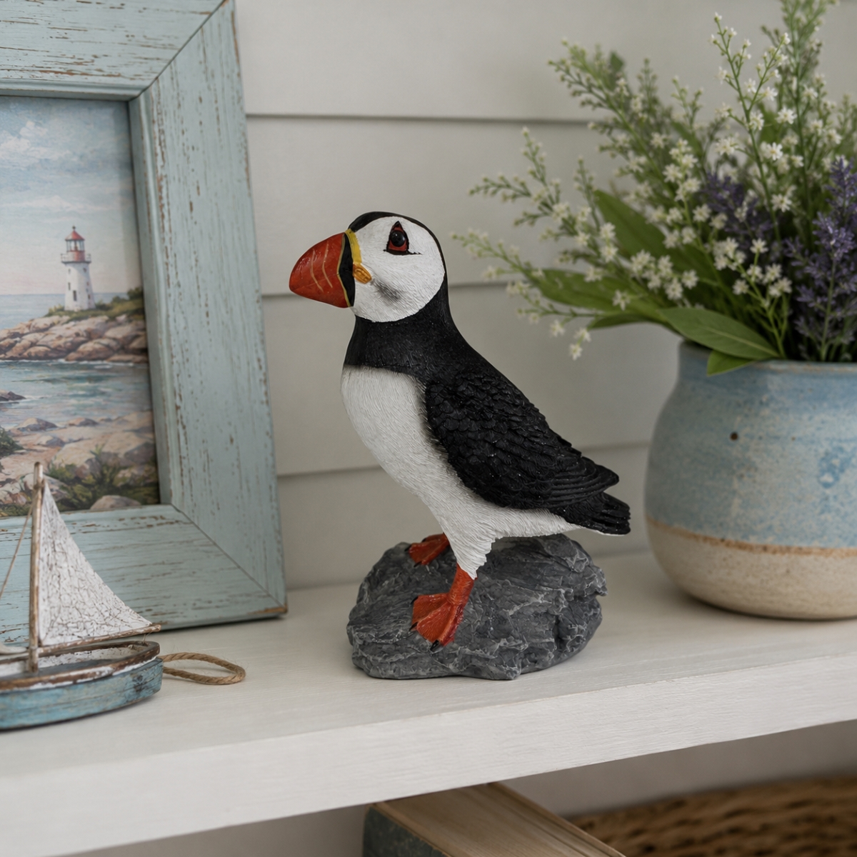 IG-77.015 Atlantic Puffin On A Rock Figurine