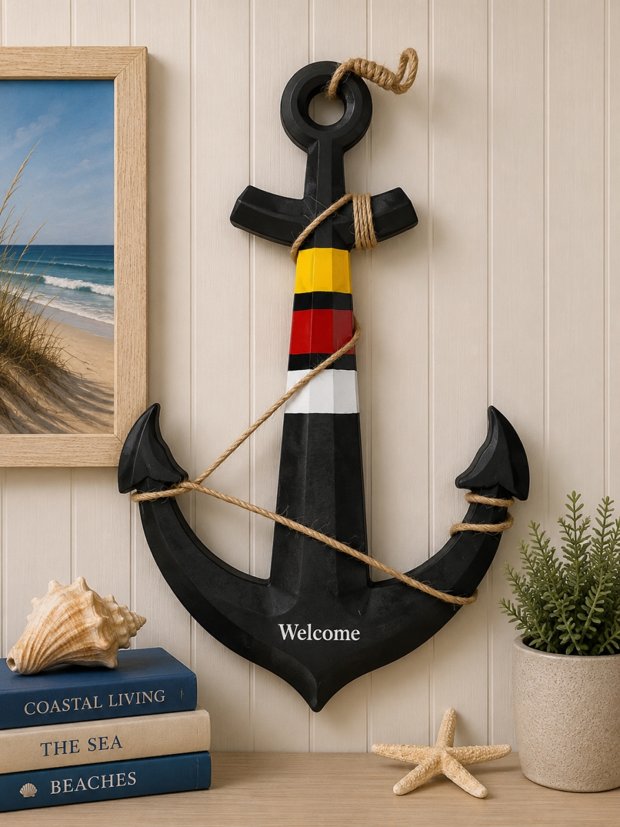 IG-N00.112 Anchor With Rope And Welcome Text Wall Decor
