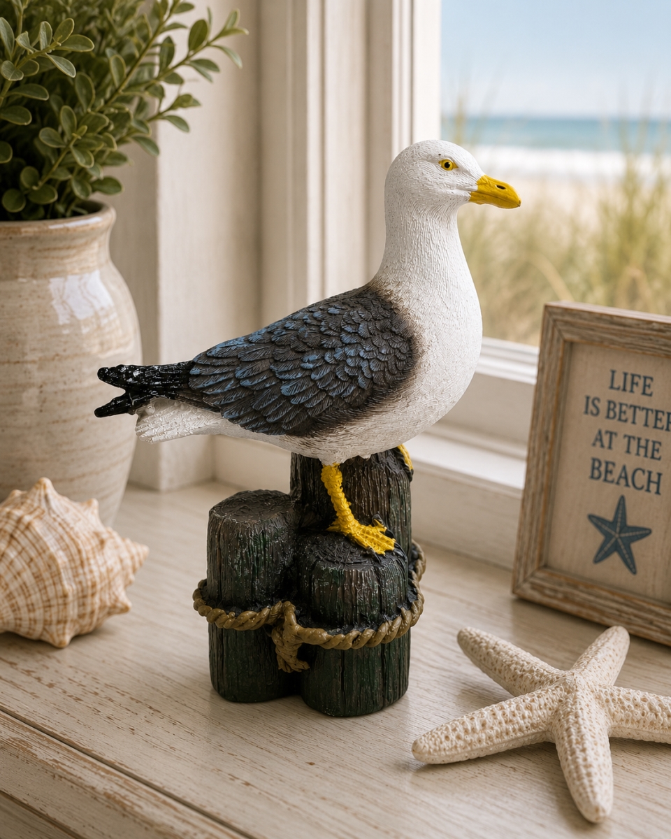 IG-N00.295 Seagull On Logs Figurine