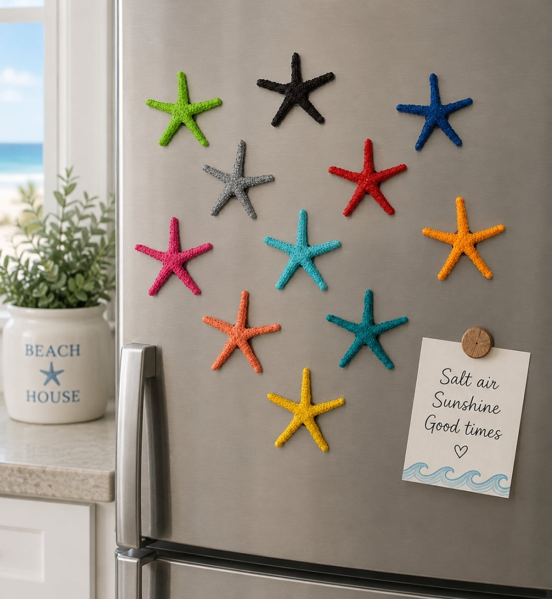 IG-33.002 Set Of 12 Assorted Colors Starfish Magnet