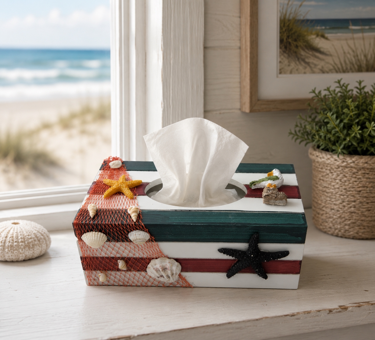IG-N00.192 Nautical Themed Tissue Box Cover