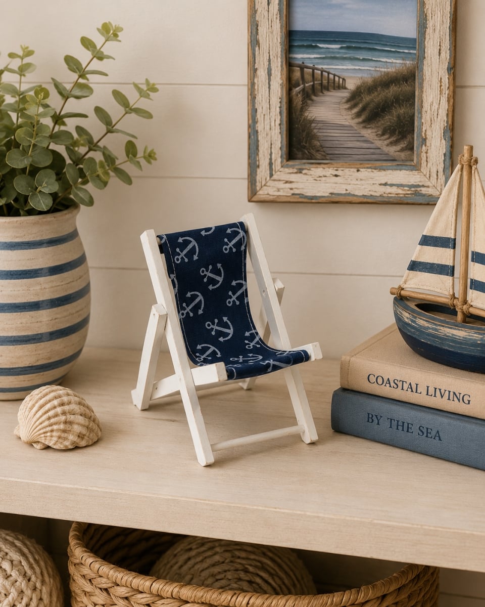 IG-32.066 Deck Chair With Miniature Anchor Print Figurine
