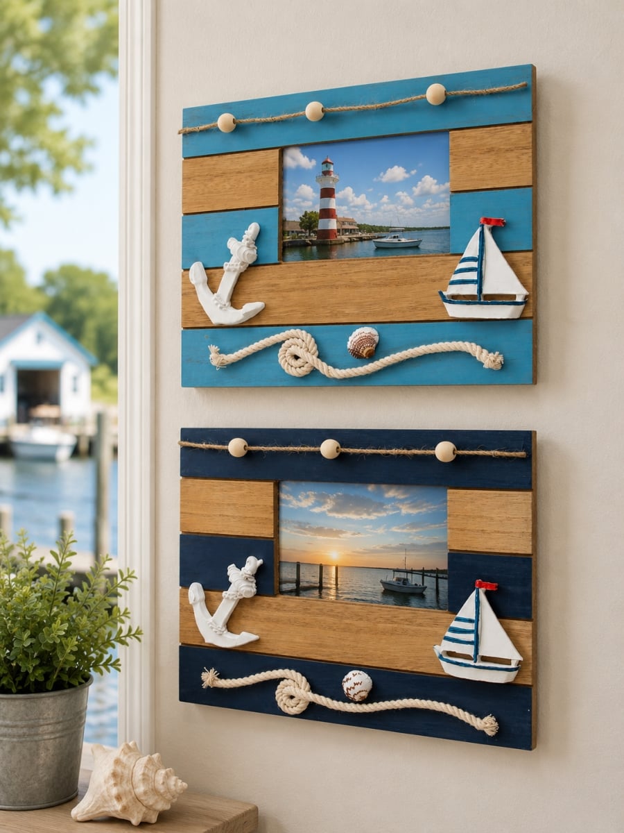 IG-34.579 Set Of 2 Assorted Color With Nautical Theme Photo Frame