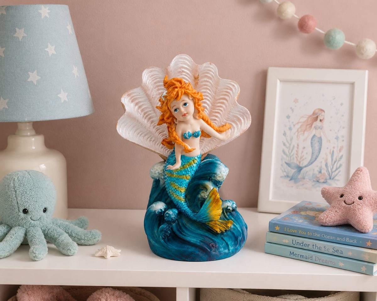 IG-58.114 Mermaid On A Wave- Sitting In A Seashell Led Figurine