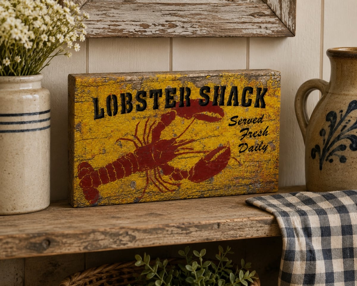 IG-32.186 'Lobster Shack Served Fresh Daily'' With Lobster Image Led Plaque