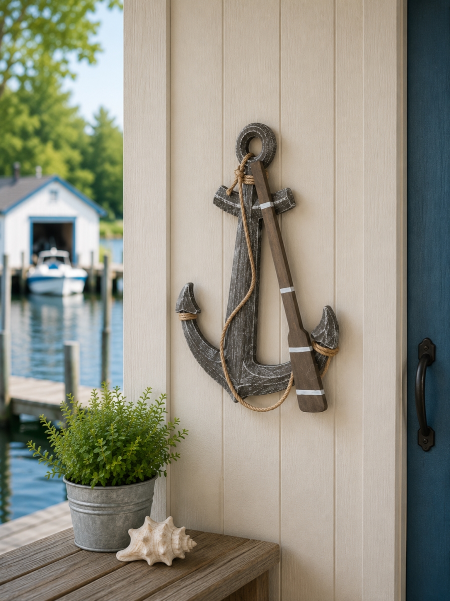 IG-N00.017 Anchor With Paddle And Rope Decoration