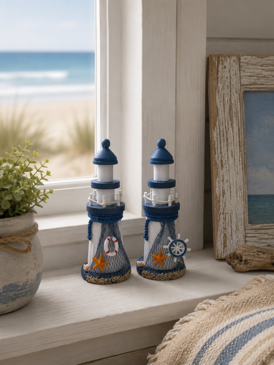IG-N00.179 Set Of 2 Assorted Accents- Lighthouse Figurines