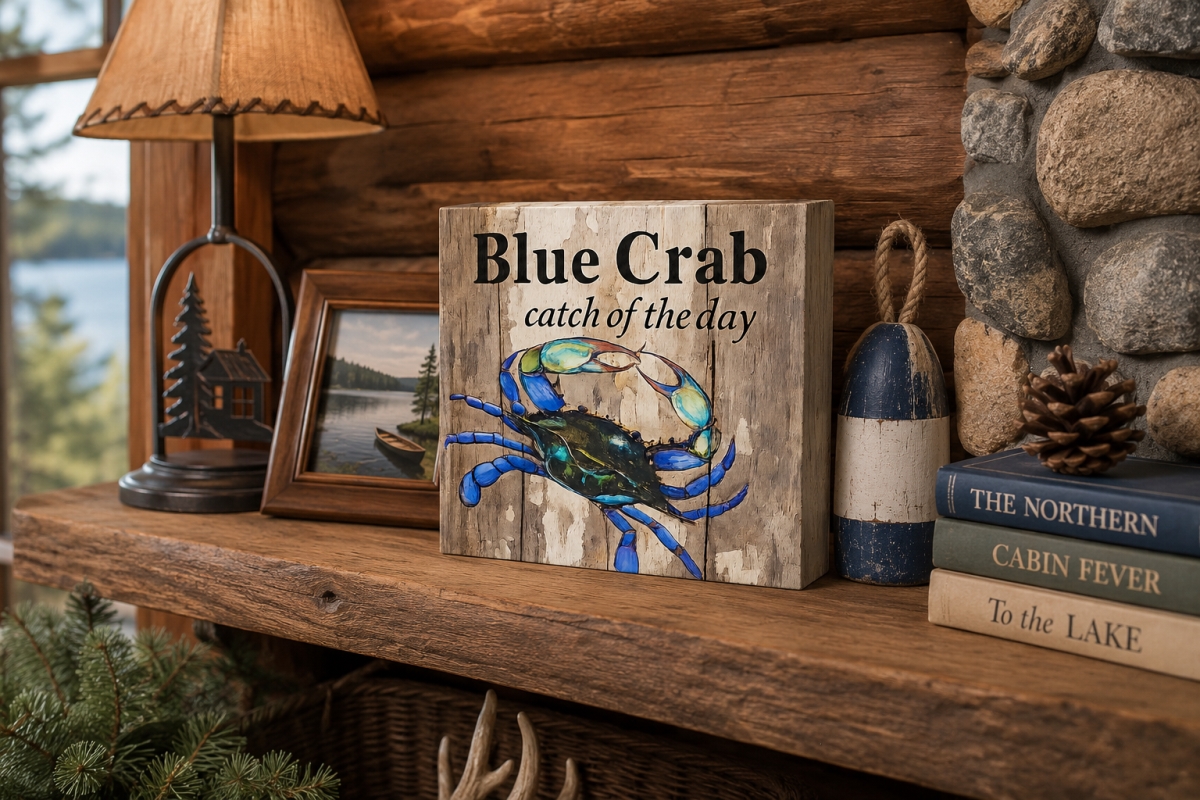 IG-32.166 Blue Crab Catch Of The Day With Led Light Plaque