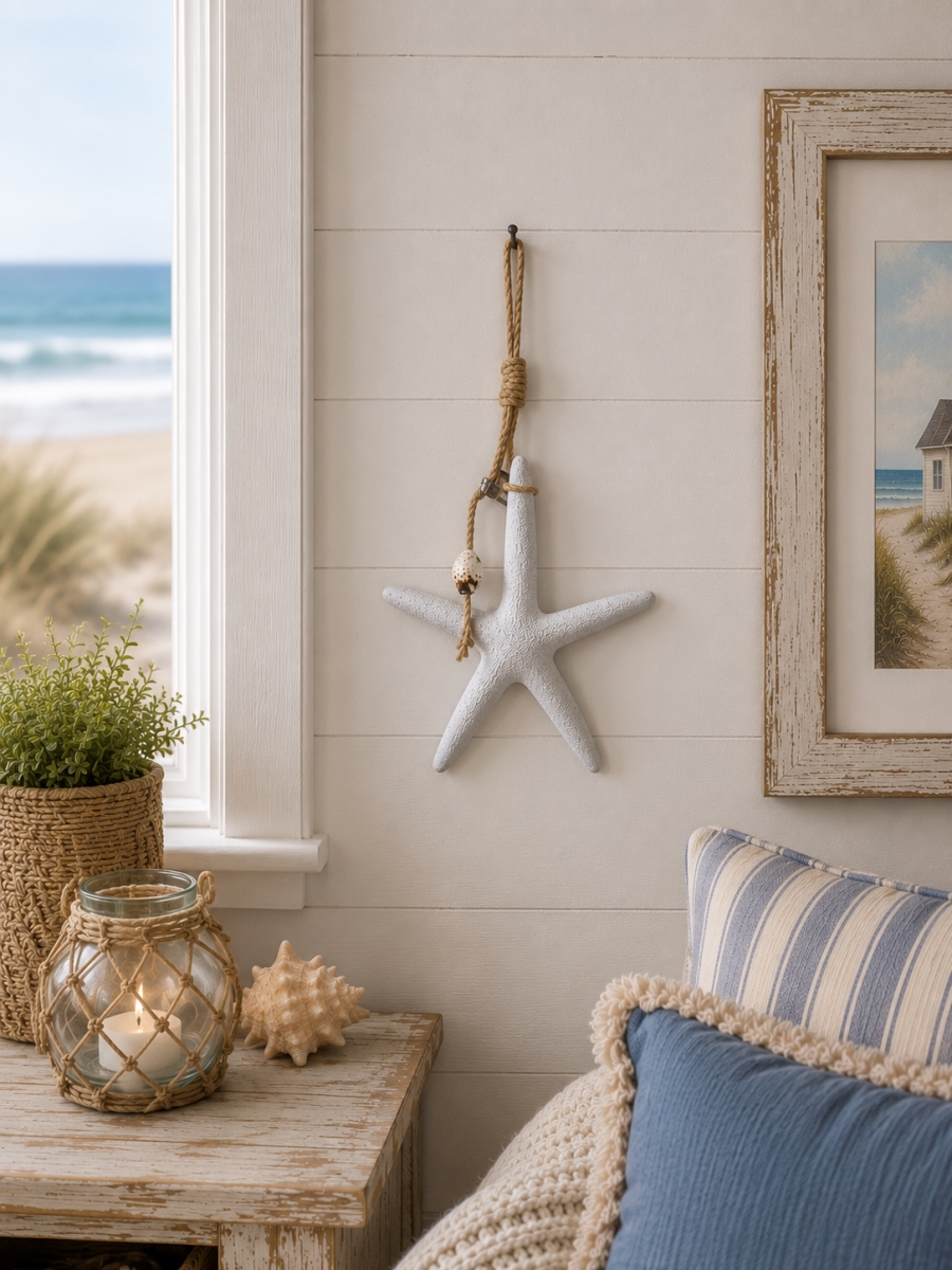 IG-N00.172 Starfish On A Rope Hanging Decoration