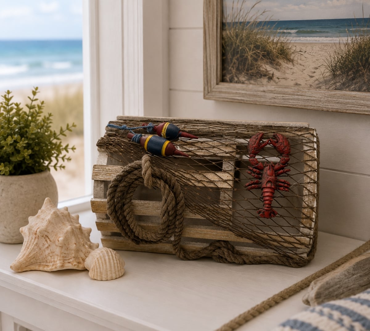 IG-N00.208 Charming Lobster Trap And Gear Figurine