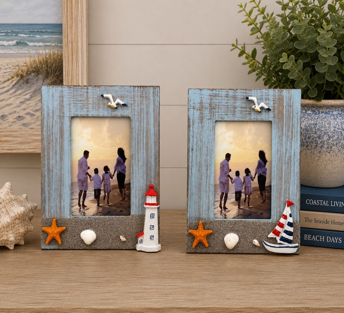 IG-N00.257 Set Of 2 Assorted Nautical Themed Photo Frame