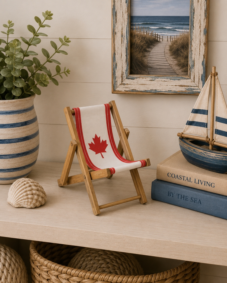 IG-32.067 Deck Chair With Miniature Canadian Flag Figurine