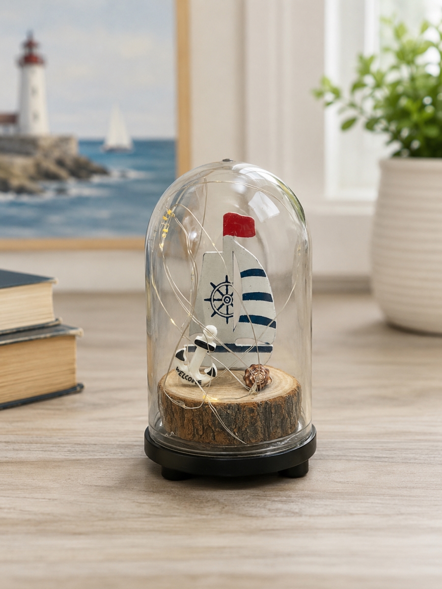 IG-N00.120 Led Ship In A Glass Dome Figurine