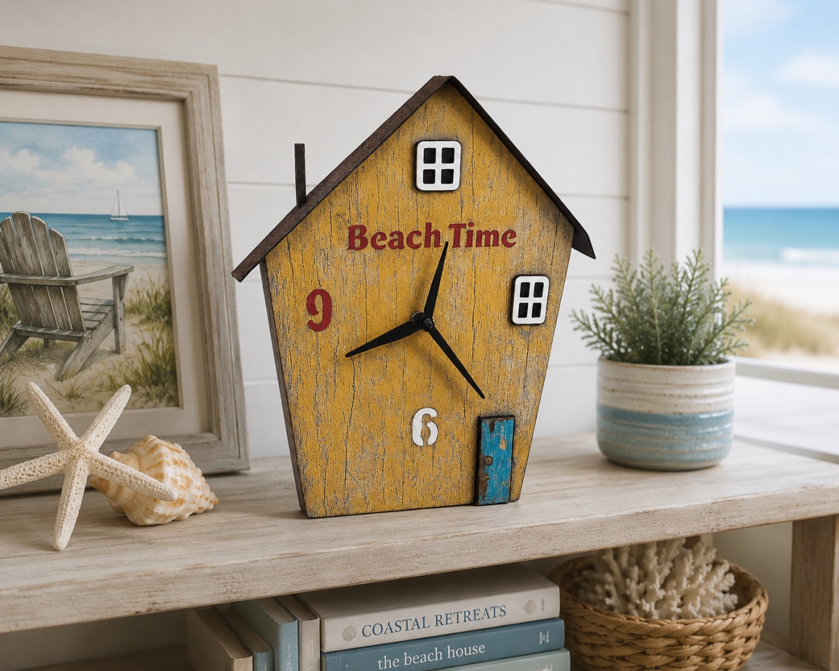 IG-32.204 Beach Shack With Beach Time Text Clock