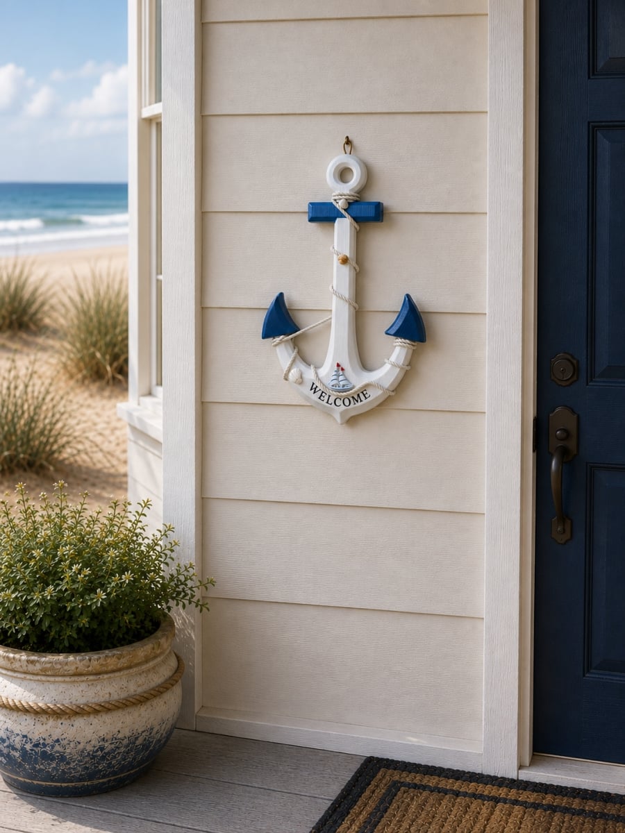 IG-N00.186 Led 'Welcome' Anchor With Rope Accents Wall Decor