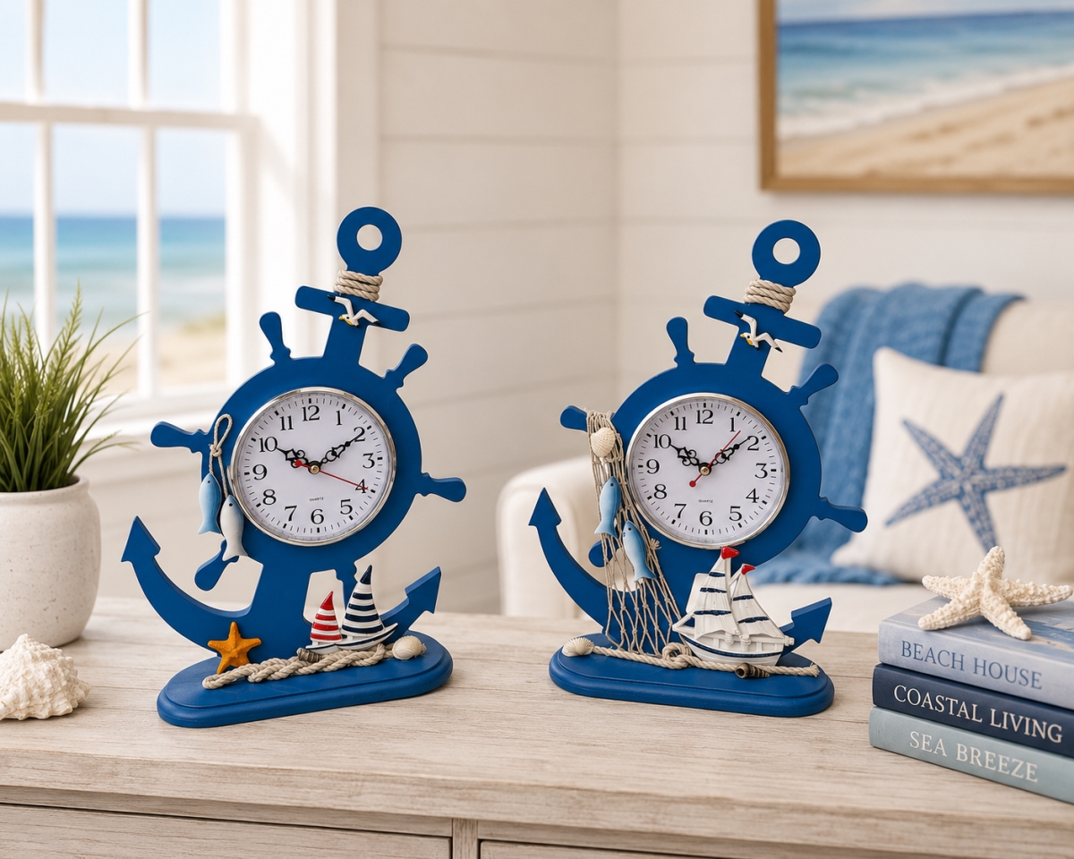 IG-N00.056 Set Of 2 Nautical Themed Table Clocks