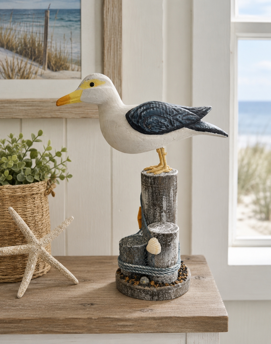 IG-34.033 Seagull Perched On A Post Figurine