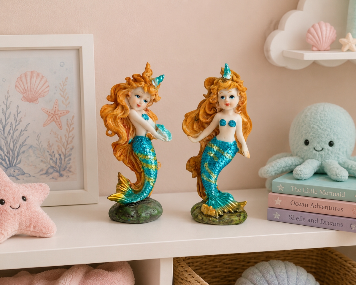 IG-58.118 Set Of 2 Assorted Style-Mermaids On Rocks Figurines