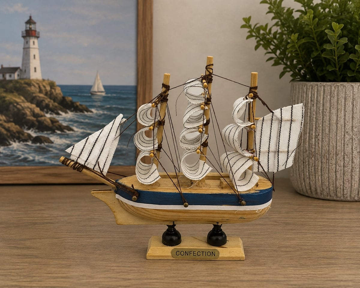 IG-N00.126 Confection-Wooden Sailing Ship Figurine