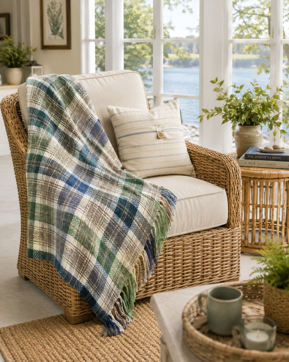 AG-51255 Sea Queen--Chenille Check Pattern Throw