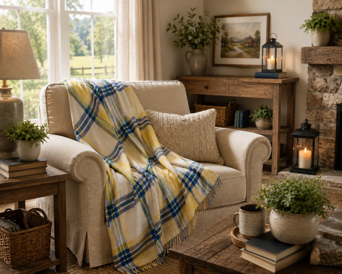 AG-51711 St. Jean-Chenille Check Pattern Throw