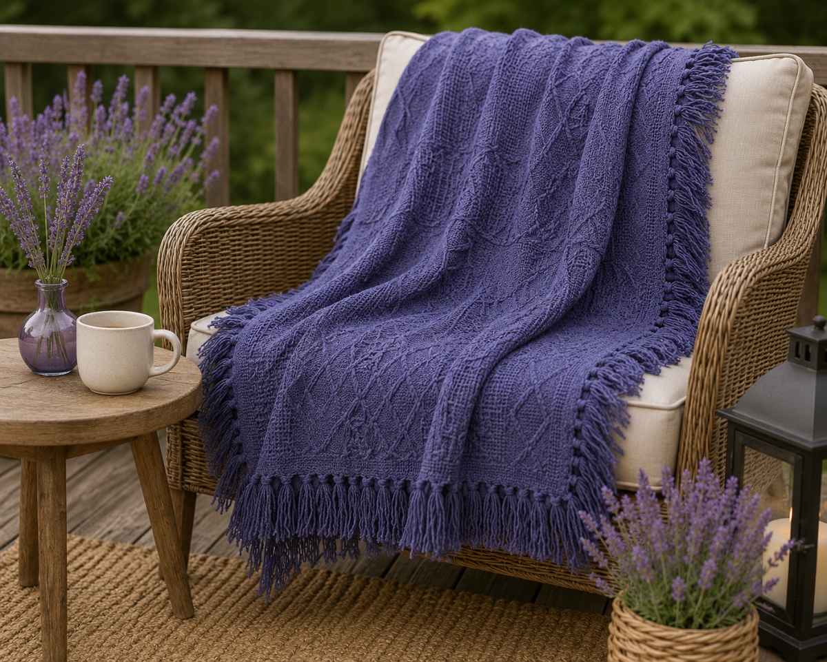 AG-50321 Heart Weave Navy Blue Throw