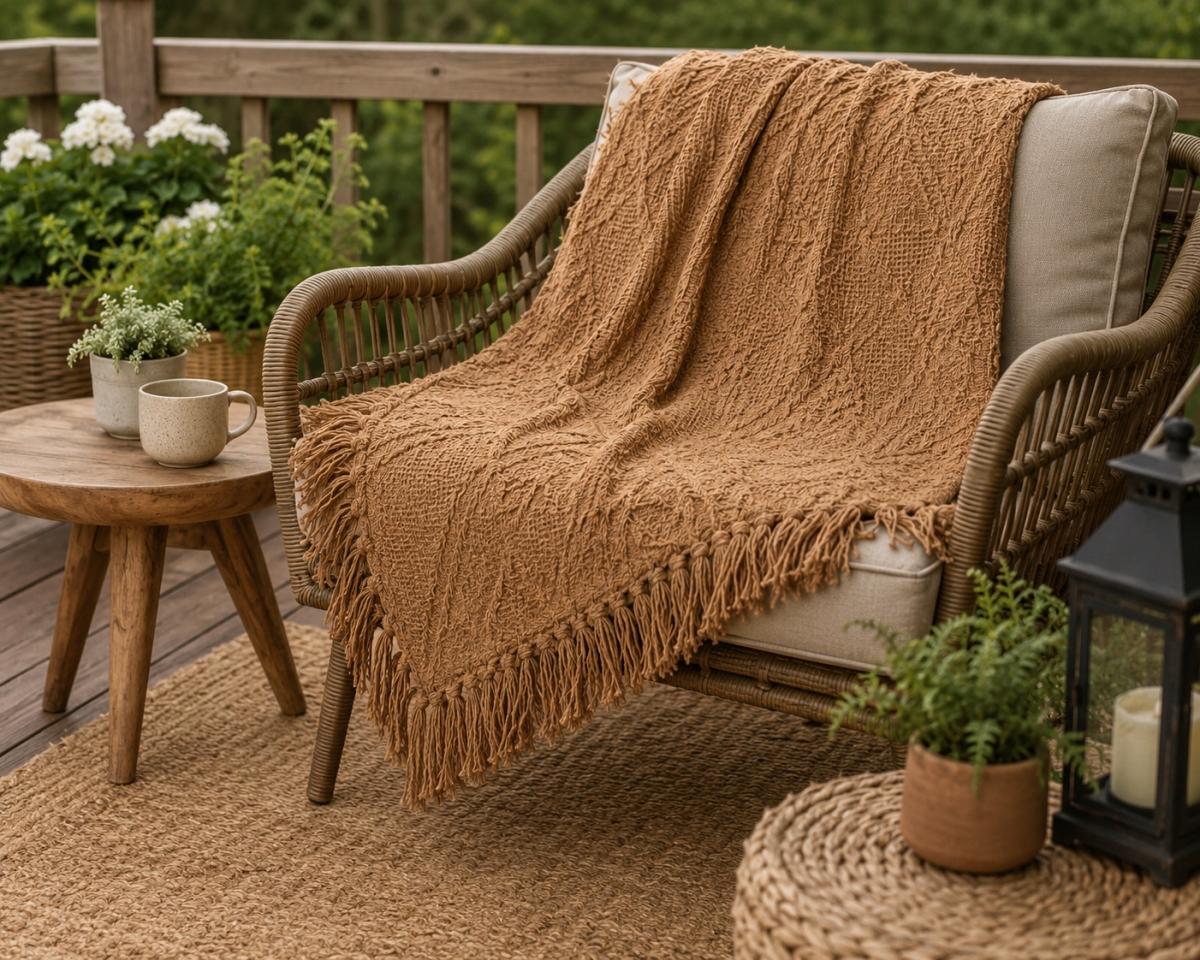 AG-50310 Heart Weave Taupe Throw