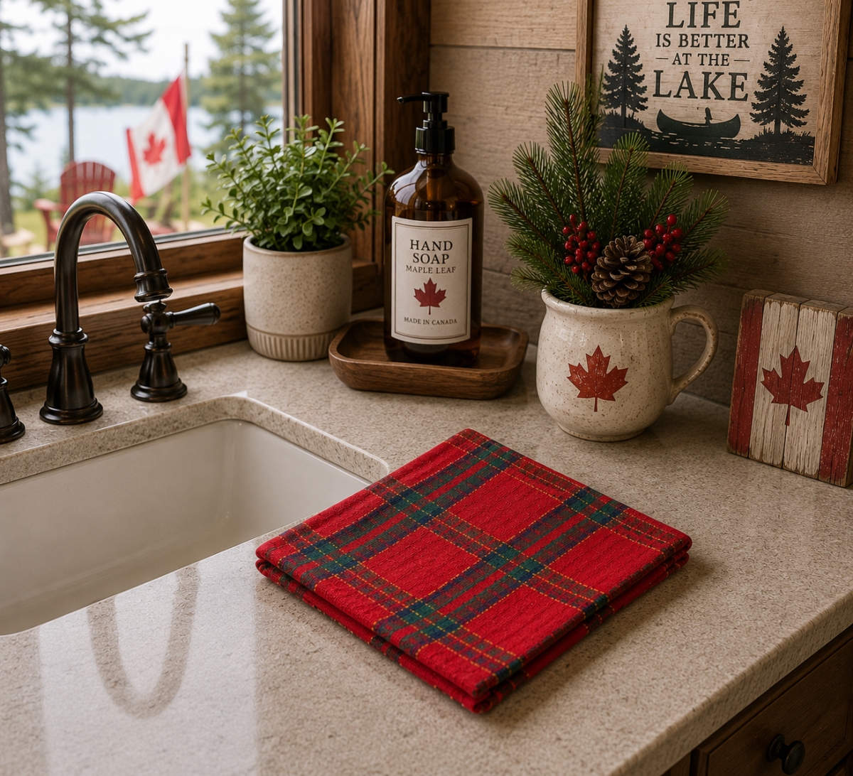 AG-31242 Set Of 4 Belvedere Red- Lurexed Check Pattern Dishcloth