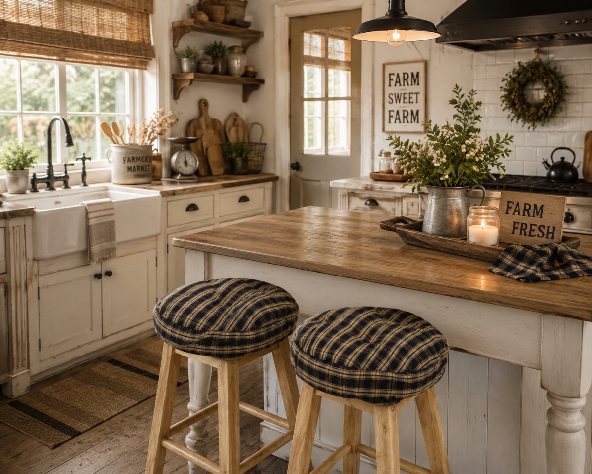 AG-61272 Set Of 2 Salt Pepper -Check Pattern Tufted Bar Stool Cover