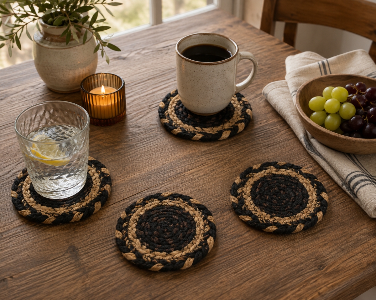 AG-71110 Set Of 4 Jb110 Round Braided Coasters