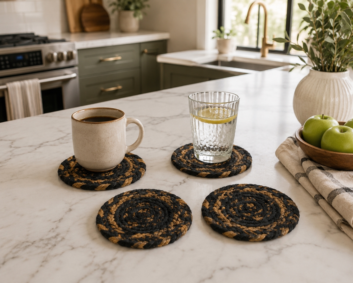 AG-71111 Set Of 4 Jb111 Round Braided Coasters