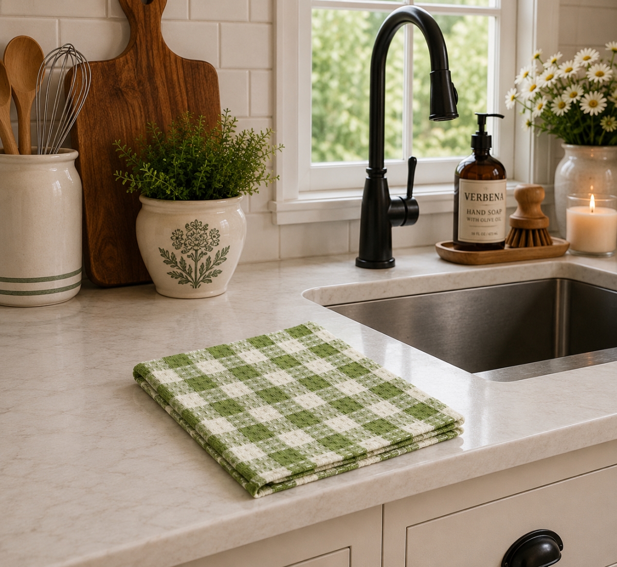 AG-31293 Set Of 4 Toro Green Check Dishcloth