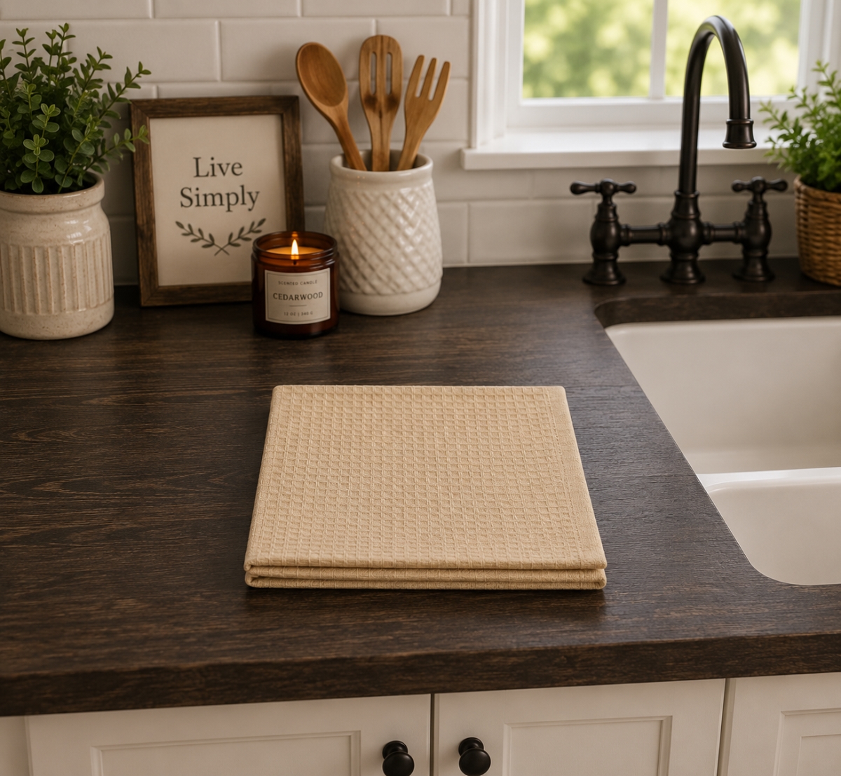 AG-31310 Set Of 4 Waffle Solid Color - Beige Dishcloth