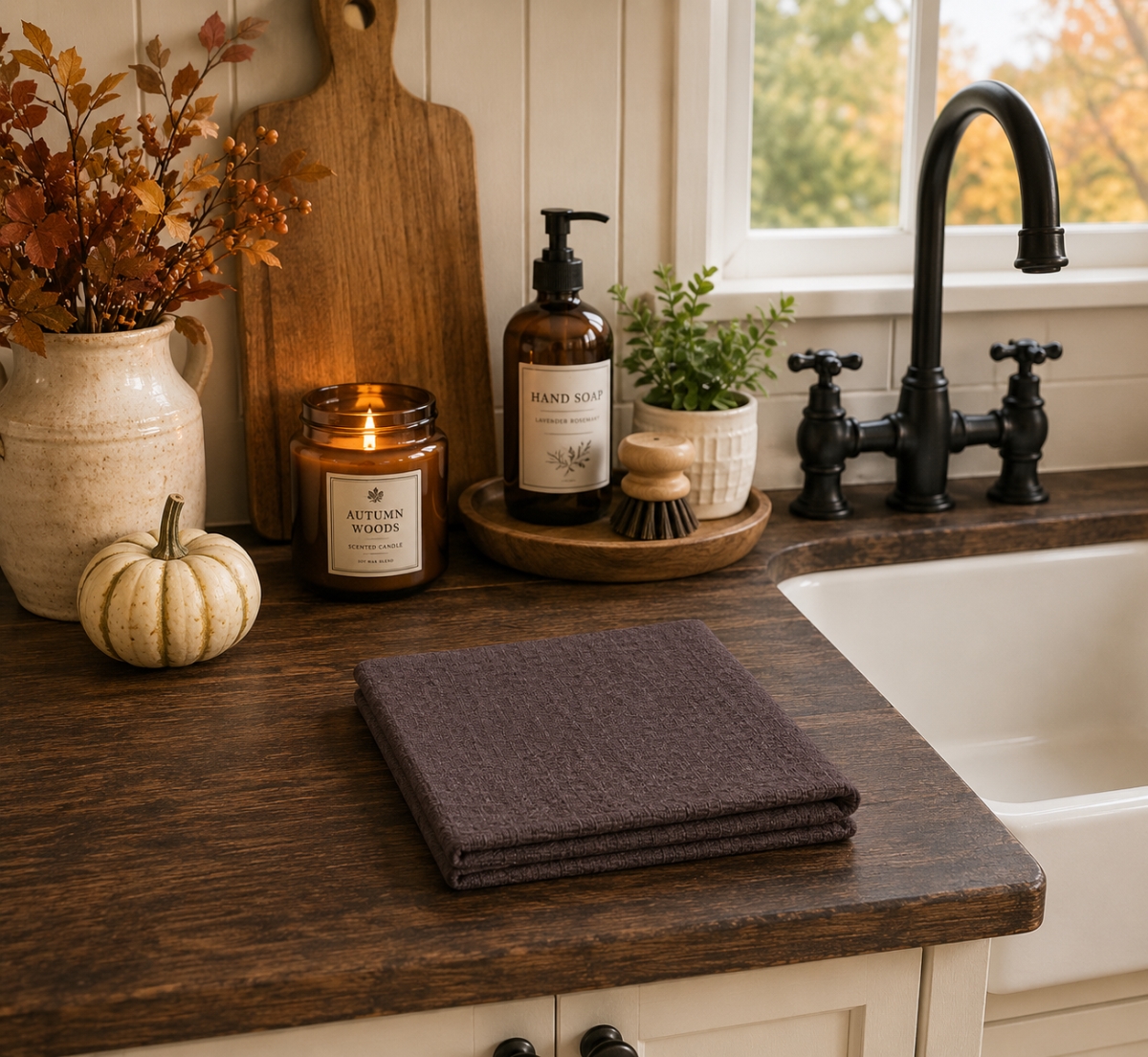 AG-31314 Set Of 4 Waffle Solid Color - Chocolate Brown Dishcloth