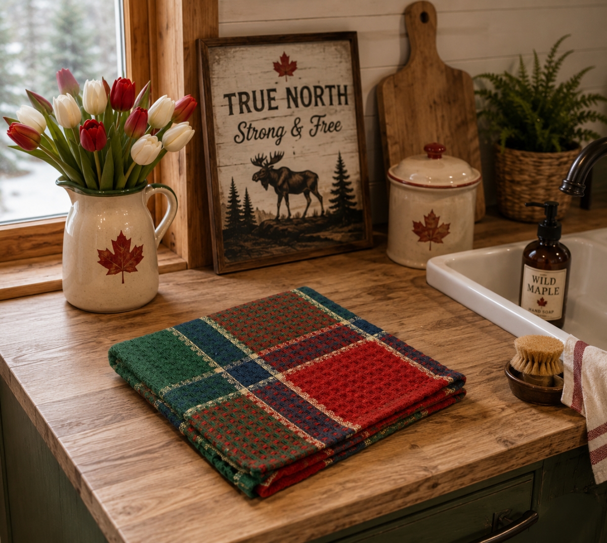 AG-31264 Set Of 4 Festive Jewel- Check Pattern Dishcloth