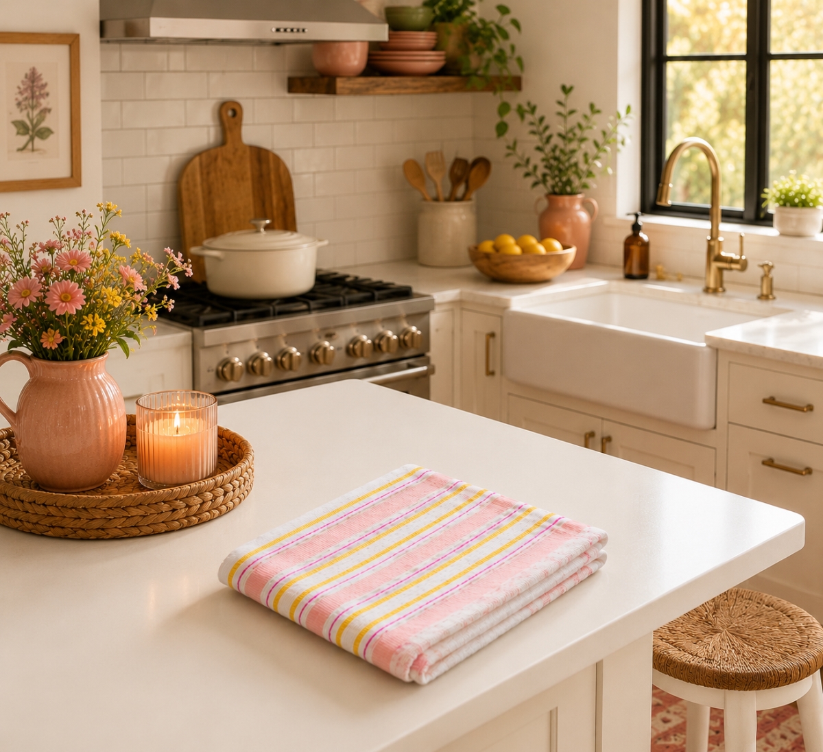 AG-31628 Set Of 4 Pink Stripes Dishcloth
