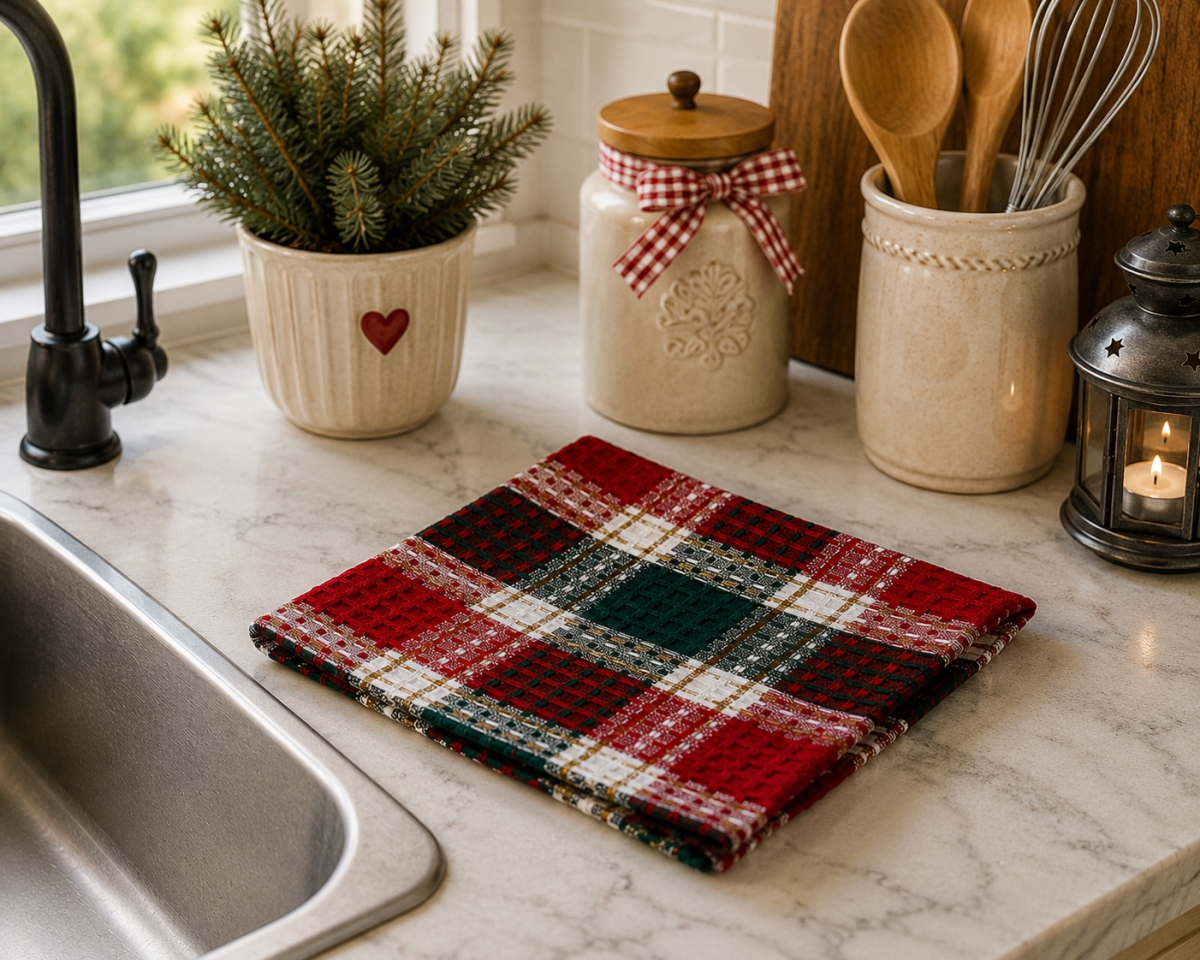 AG-31201 Set Of 4 Santa Clara- Check Pattern Dishcloth