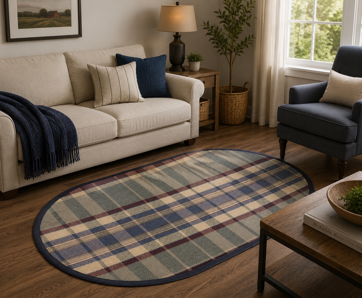 AG-70263 Army Check Pattern Oval Floor Mat