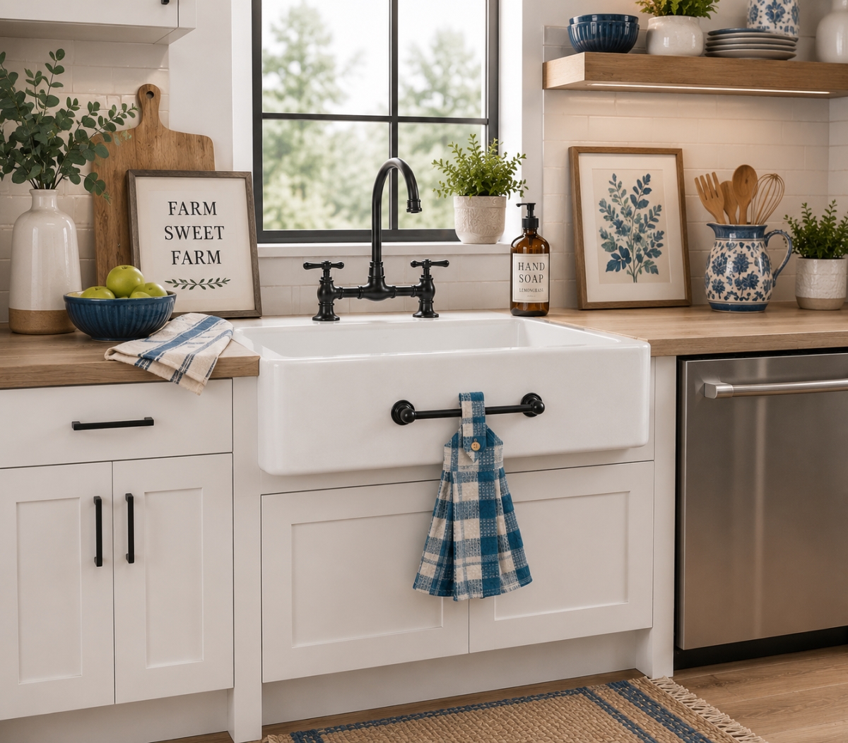 AG-36253 Set Of 2 Meridian-Check Pattern Hanging Kitchen Towel