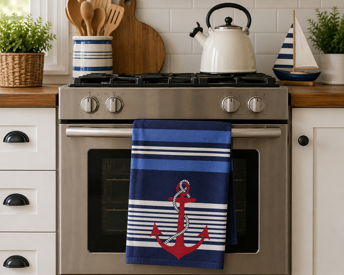 AG-30654 Set Of 4 Anchor On Stripes Kitchen Towel