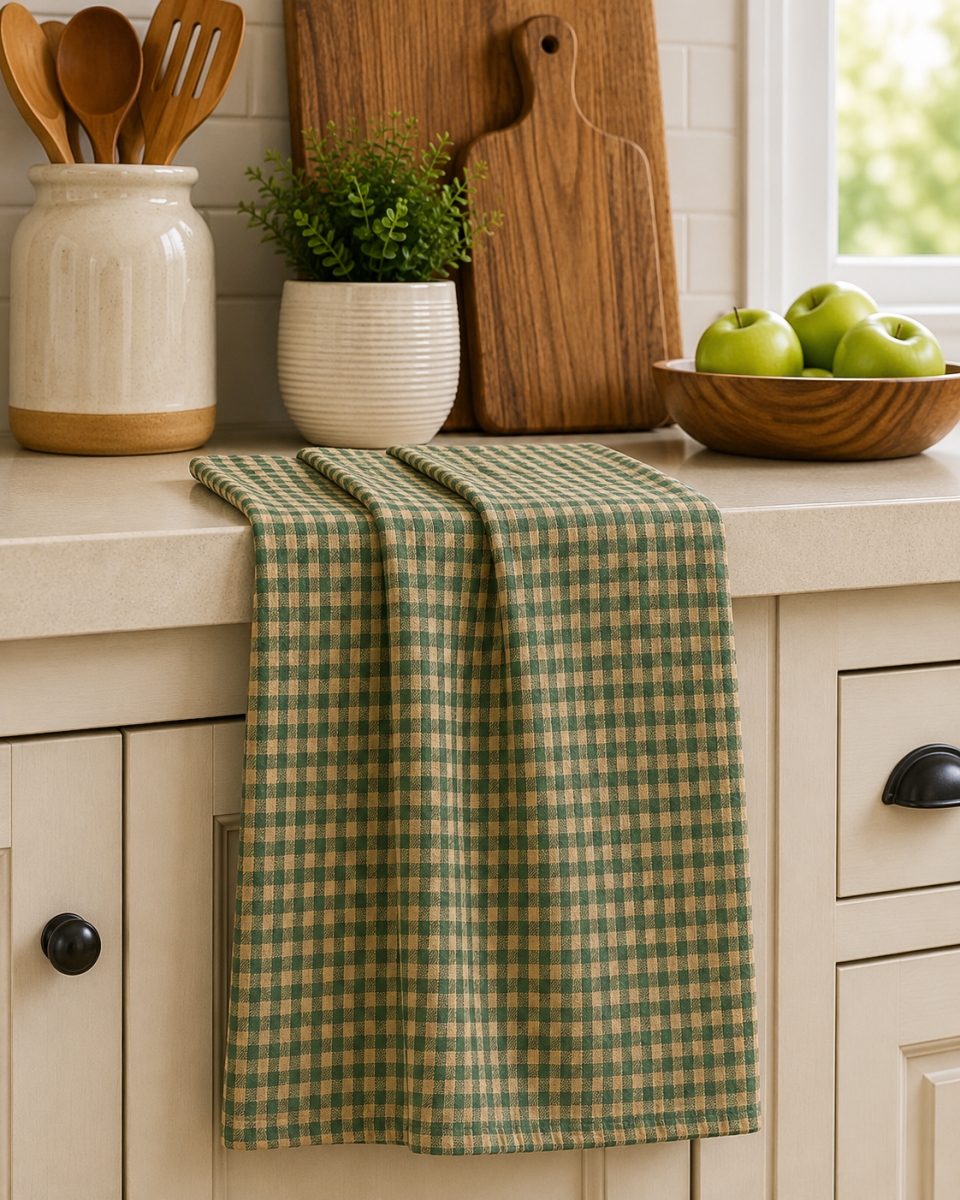 AG-30297N Set Of 4 Berryvine Green Check Kitchen Towel