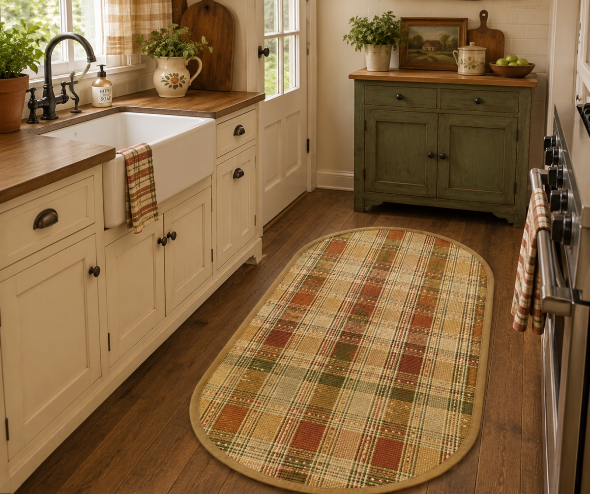 AG-702282 Cyprus Check Pattern Oval Floor Mat