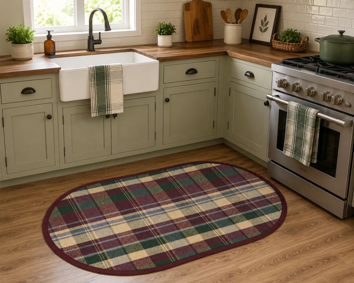 AG-70261 Kargil Check Pattern Oval Floor Mat