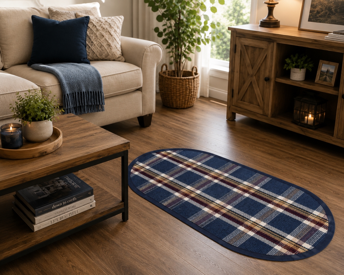 AG-70208 Lakewood Check Pattern Oval Floor Mat