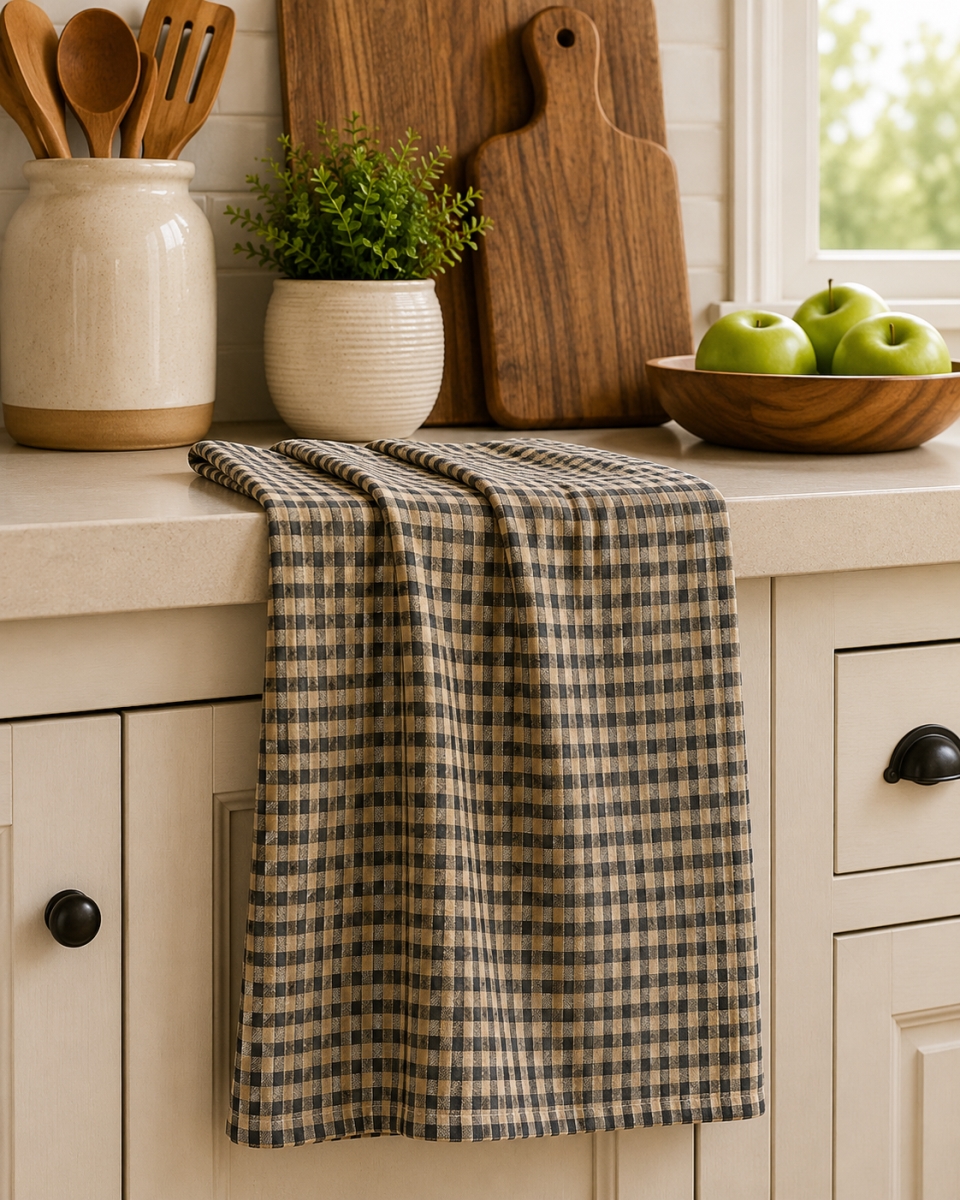 AG-30296N Set Of 4 Berryvine Navy Check Kitchen Towel