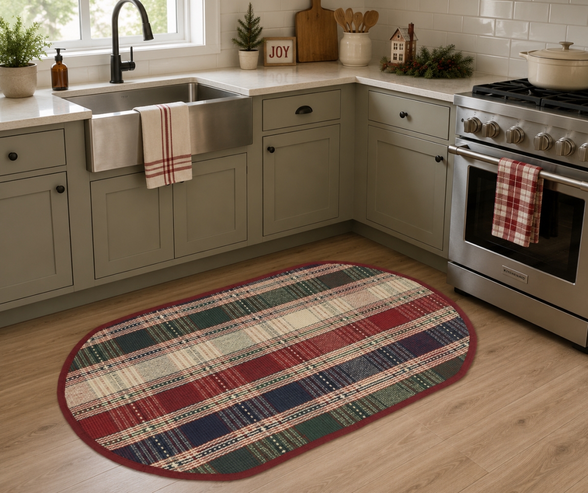 AG-70281 Moorpark Jewel Check Pattern Oval Floor Mat