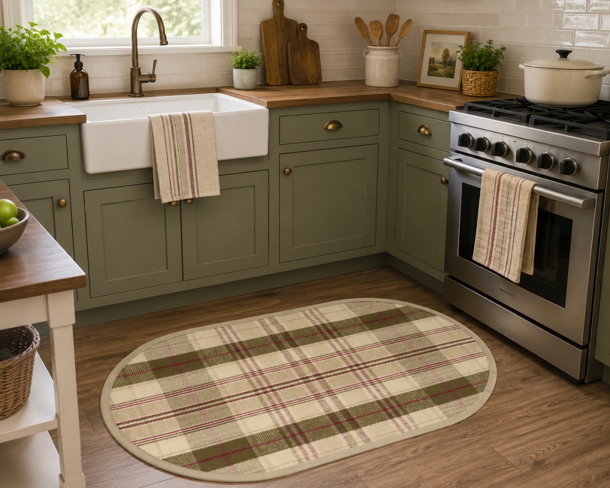 AG-70256 Rosemary Check Pattern Oval Floor Mat