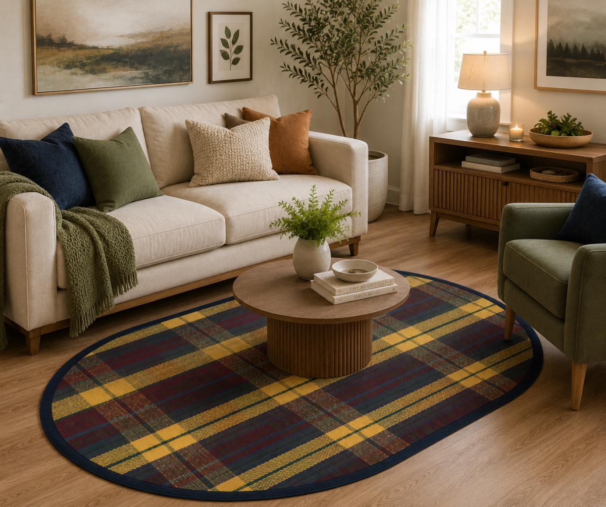 AG-70280 Sunset Check Pattern Oval Floor Mat