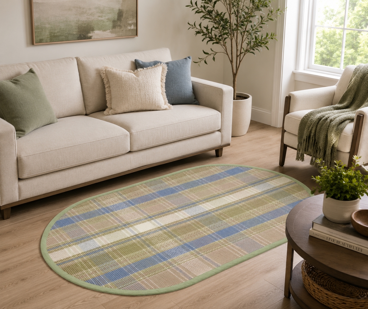 AG-70265 Montari Check Pattern Oval Floor Mat