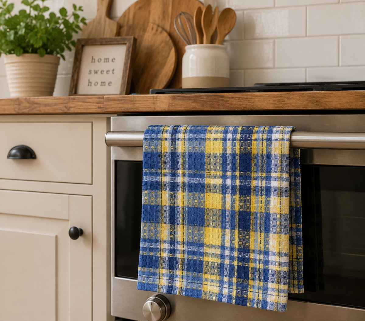 AG-30273 Set Of 4 Bluestone Check Pattern Kitchen Towel